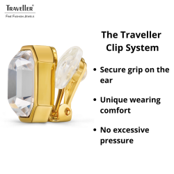Traveller Clip-on Earrings - 22ct Gold Plated - Crystal - 12x10 mm - Rectangle - 14x12mm - 157784