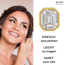 Traveller Ohrclips - 22kt Vergoldet - Kristall - 12x10 mm - Rechteck - 14x12mm - 157784