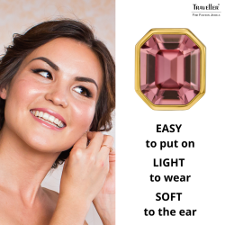Traveller Clip-on Earrings - 22ct Gold Plated - Crystal - 12x10 mm - Light Purple - 14x12mm - 157786