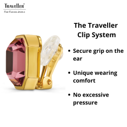 Traveller Clip-on Earrings - 22ct Gold Plated - Crystal - 12x10 mm - Light Purple - 14x12mm - 157786