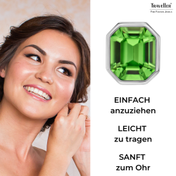 Traveller Ohrclips - Silberfarben - Kristall - Grün / Peridot - 12x10 mm - Platiniert - 14x12mm - 157788