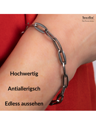 Traveller Armband - Edelstahl - Silberfarben - Glieder - 20 cm - 181224