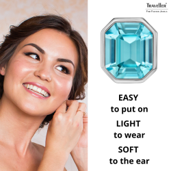 Traveller Clip-on Earrings - Silver Coloured - Crystal - Light Blue - 12x10 mm - Platinum Plated - 14x12mm - 157789 