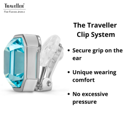 Traveller Clip-on Earrings - Silver Coloured - Crystal - Light Blue - 12x10 mm - Platinum Plated - 14x12mm - 157789 