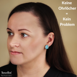 Traveller Ohrclips - Silberfarben - Kristall - Hellblau - 12x10 mm - Platiniert - 14x12mm - 157789 