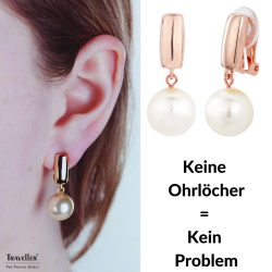 Traveller Ohrclips - Hänger - 18kt Rosé Vergoldet - Perle - Ø 12mm - Weiß - 114122