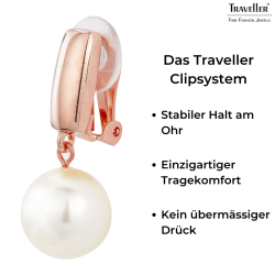 Traveller Ohrclips - Hänger - 18kt Rosé Vergoldet - Perle - Ø 12mm - Weiß - 114122