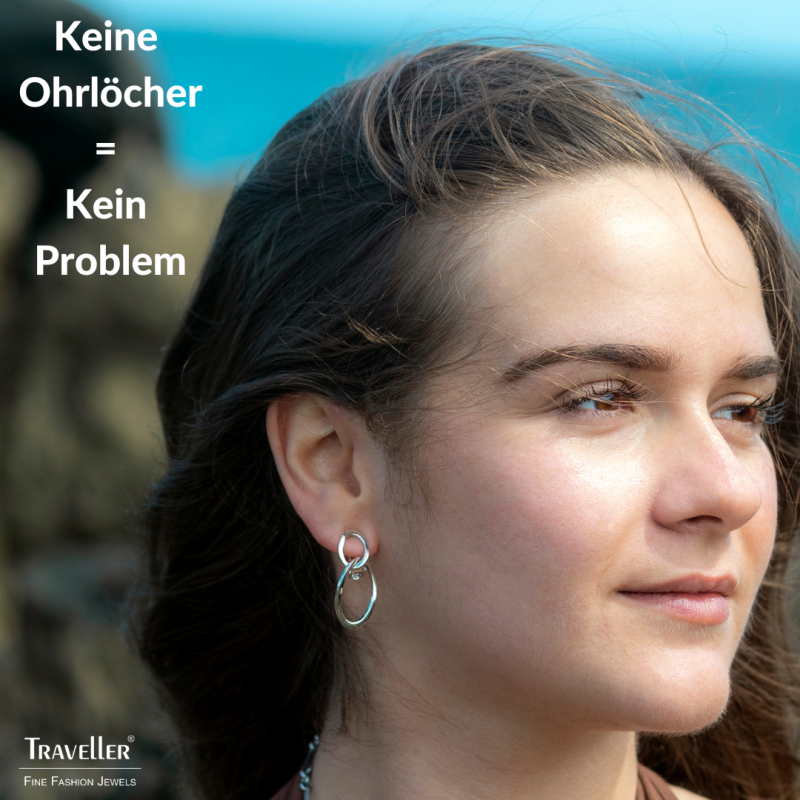 Traveller Ohrclip - Hänger - Platiniert - Oval - Silberfarbe - 33 x 14 mm - 157231