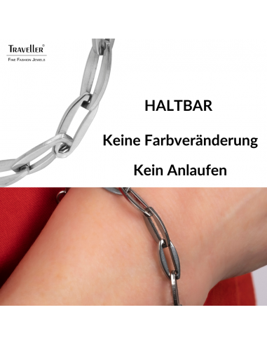Traveller Armband - Edelstahl - Silberfarben - Glieder - 20 cm - 181224