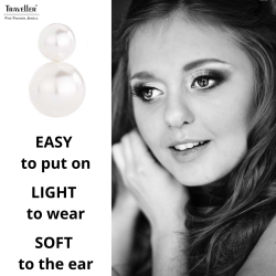 Traveller Clip-on Earrings - Silver coloured - Pearls - 8 and 12 mm - White - Platinum Plated - 20x12 mm - 113105