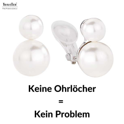 Traveller Ohrclips - Silberfarbe - Perle - 8 und 12mm - Weiss - Platiniert - 20x12 mm - 113105