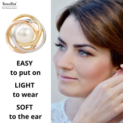 Traveller Clip-on Earrings - Pearls - 10 mm - White - 22ct Vergoldet & Platinum plated - Tricolour - 21 mm - 113955