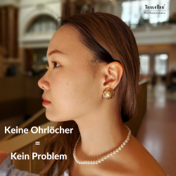 Traveller Ohrclips - Perle - 10 mm - Weiß - 22kt Vergoldet & Platiniert - Tricolor - 21 mm - 113955