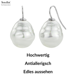 Traveller Ohrhänger - Silberfarben - Barock Perle -20x17 mm - Weiß - Platiniert - 31 mm - 119004