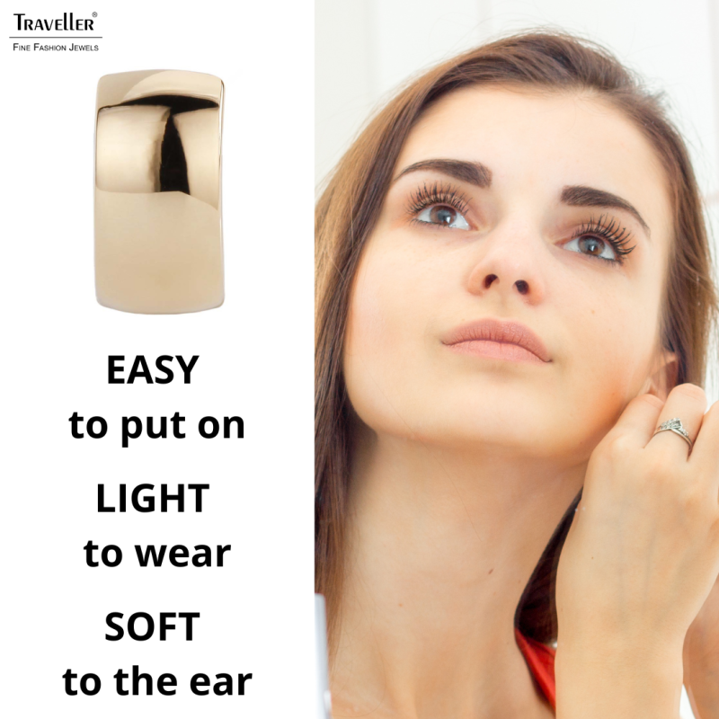 Traveller Clip-on Earrings - 22ct Gold plated - Half Hoops - Gold-coloured - 16x8 mm - 138020