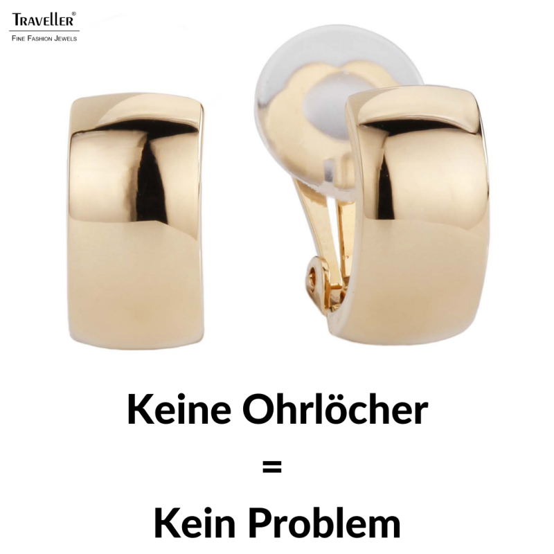 Traveller Ohrclip - 22kt vergoldet - Halbcreole - Goldfarbe - 16x8 mm - 138020
