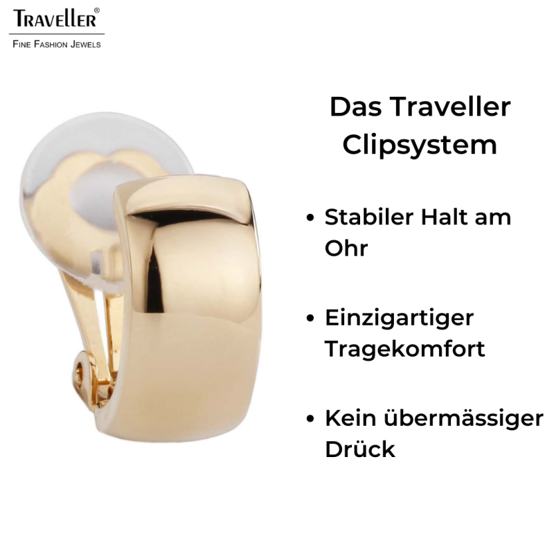 Traveller Ohrclip - 22kt vergoldet - Halbcreole - Goldfarbe - 16x8 mm - 138020