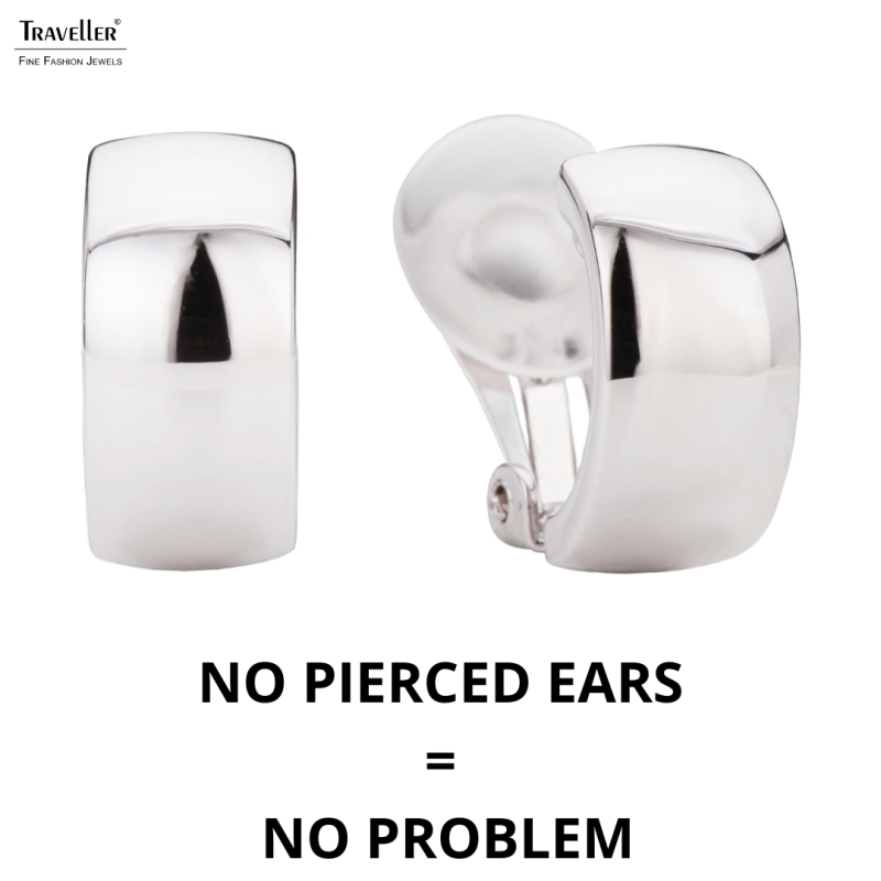 Traveller Clip-on Earrings - Platinum plated - Half Hoops - Silver-coloured - 16x8 mm - 138021