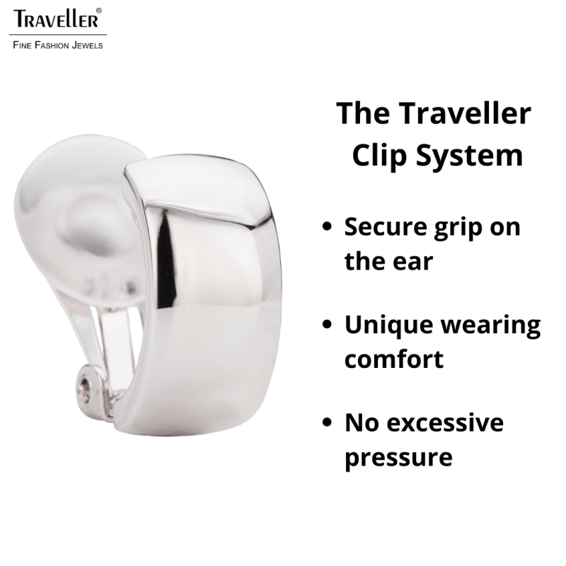 Traveller Clip-on Earrings - Platinum plated - Half Hoops - Silver-coloured - 16x8 mm - 138021