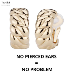 Traveller Clip-on Earrings - Gold coloured - Half Hoops - Braided Structure - Gold Plated - 20x10 mm - 156926