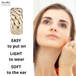 Traveller Clip-on Earrings - Gold coloured - Half Hoops - Braided Structure - Gold Plated - 20x10 mm - 156926
