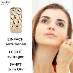 Traveller Ohrcips - Goldfarbe - Halb Creolen - Flechtstruktur - Vergoldet - 20x10 mm - 156926