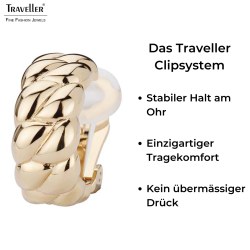 Traveller Ohrcips - Goldfarbe - Halb Creolen - Flechtstruktur - Vergoldet - 20x10 mm - 156926