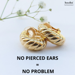 Traveller Clip-on Earrings - 22ct Gold plated - Twist-effect - Gold-coloured - 20x7 mm - 157516