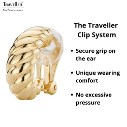 Traveller Clip-on Earrings - 22ct Gold plated - Twist-effect - Gold-coloured - 20x7 mm - 157516