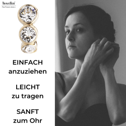 Traveller Ohrclip - Goldfarbe - Preciosa Kristalle - 22kt vergoldet - 14x6 mm - 155804