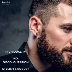 Traveller Earrings - Men - Made in Germany - Carbon & Stainless steel - Square 6mm - Sustainable - 171018