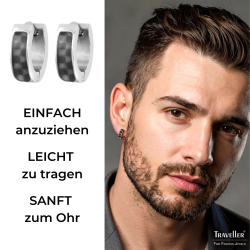 Traveller Creolen - Herren - Edelstahl - Carbon - Schwarz - Ø 4mm - 181181