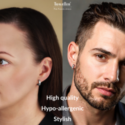 Traveller Hoop Earrings - Unisex - Silver Coloured - Matt - Stainless Steel - 14 x 4 mm - 166360