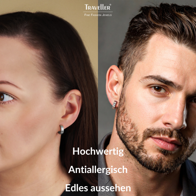 Traveller Creolen - Unisex - Silberfarben - Matt - Edelstahl - 14 x 4 mm - 166360