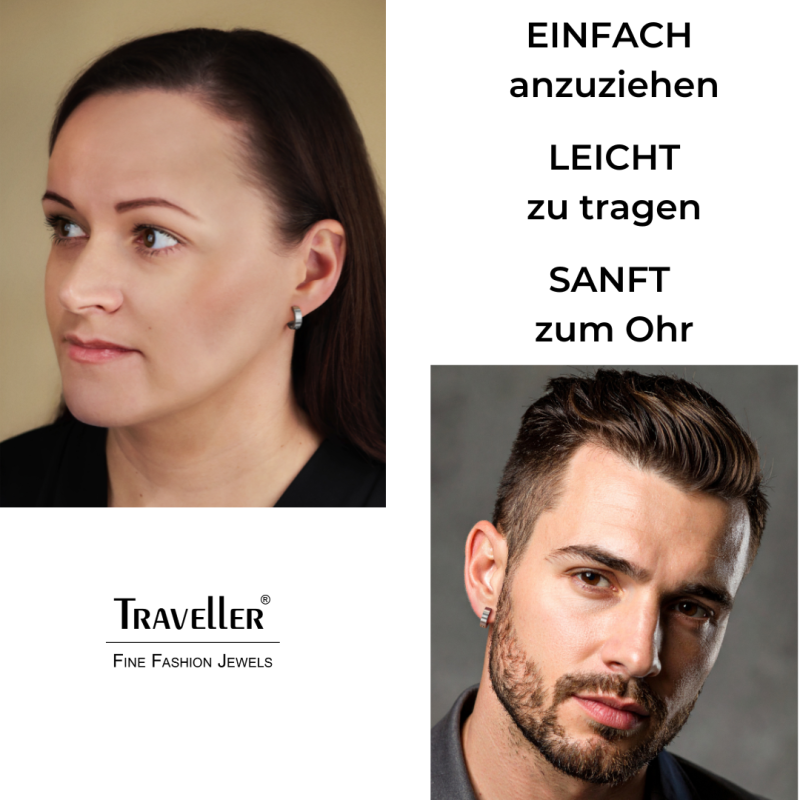 Traveller Creolen - Unisex - Silberfarben - Matt - Edelstahl - 14 x 4 mm - 166360
