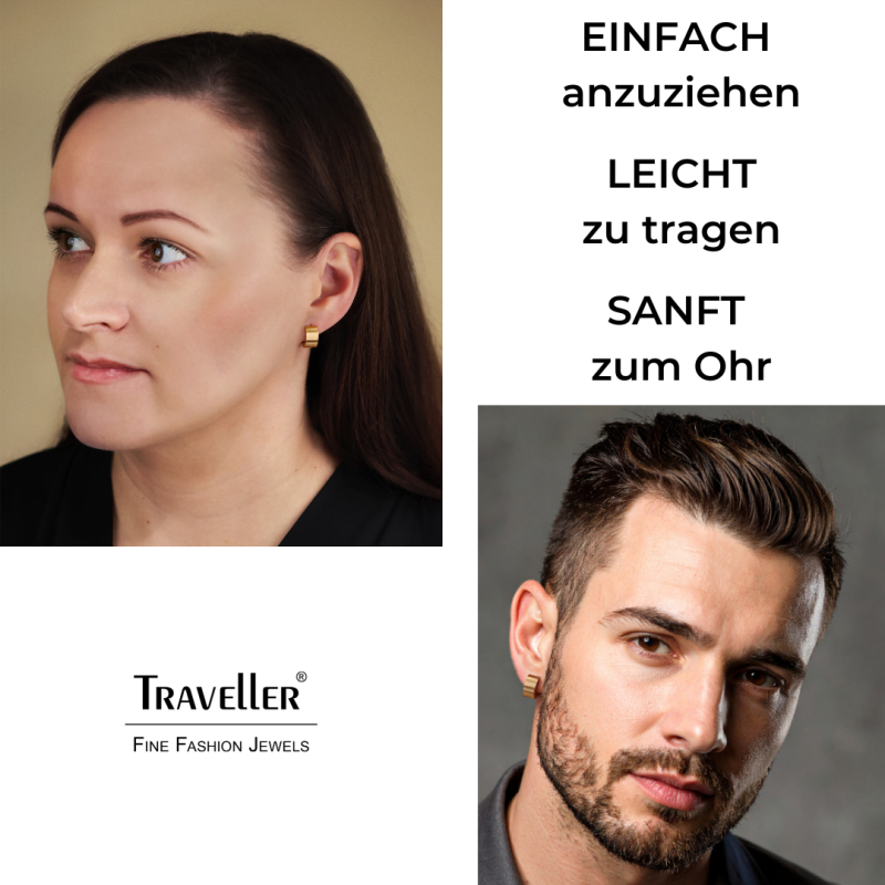 Traveller Creolen - Unisex - Vergoldet - Matt - Edelstahl - 14 x 7 mm - 166362