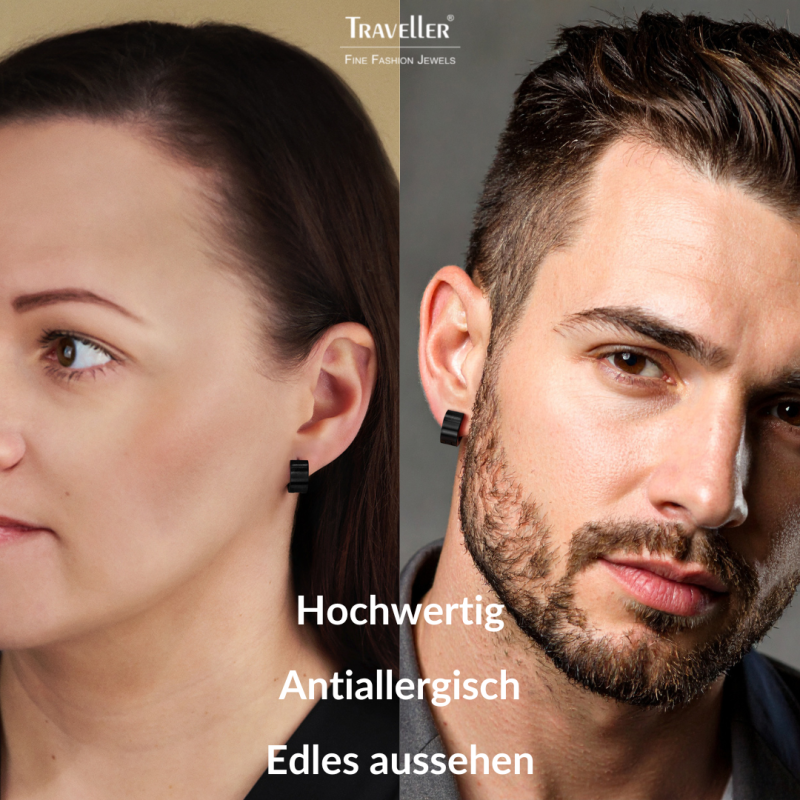 Traveller Creolen - Unisex - Schwarz - Matt - Edelstahl - 14 x 7 mm - 166364
