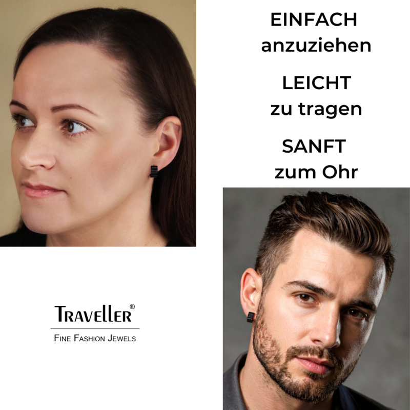 Traveller Creolen - Unisex - Schwarz - Matt - Edelstahl - 14 x 7 mm - 166364
