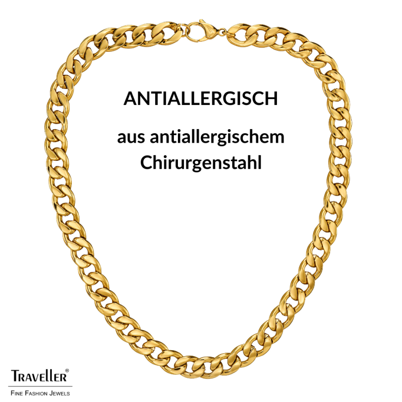 Traveller Kette - Herren - Edelstahl - Vergoldet - Glieder Collier - 50 x 1,10 cm