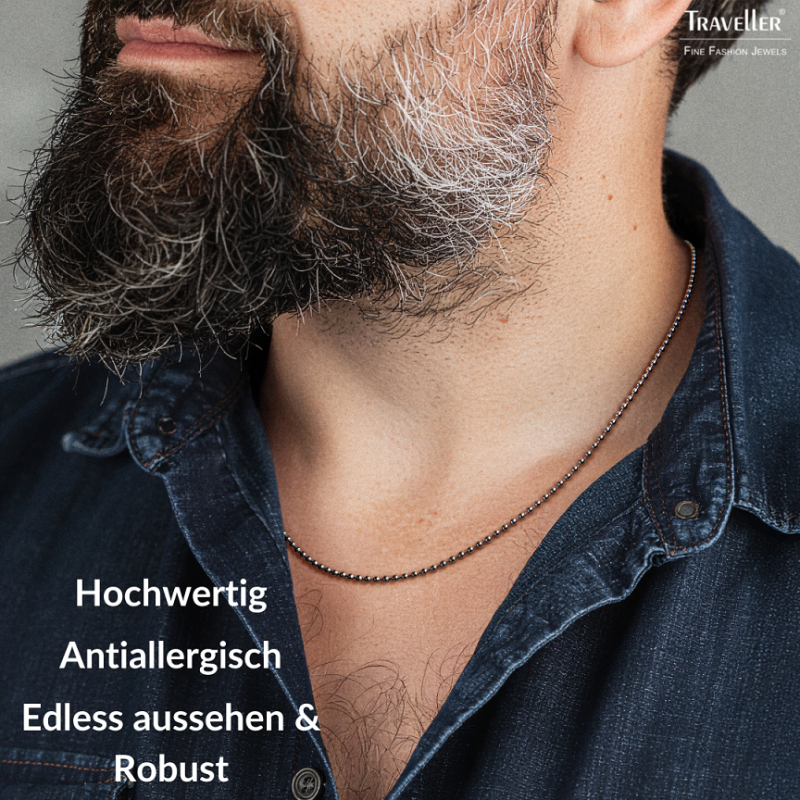 Traveller Collier - Herren - Kette Man - Made in Germany - Edelstahl - 50cm lang