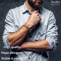 Traveller Bracelet - Men - Stainless Steel - Gold Plated - Link Bracelet - 21x1,10 cm