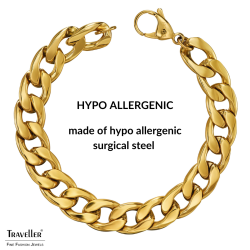 Traveller Bracelet - Men - Stainless Steel - Gold Plated - Link Bracelet - 21x1,10 cm