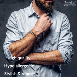 Traveller Bracelet - Men - Stainless Steel -Silver Coloured - Link Bracelet - 21x1,10 cm