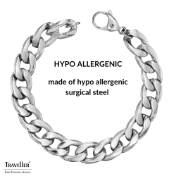 Traveller Bracelet - Men - Stainless Steel -Silver Coloured - Link Bracelet - 21x1,10 cm