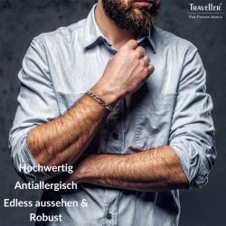 Traveller Armband - Herren - Edelstahl - Silberfarben - Glieder Armband - 21 x 1,10 cm