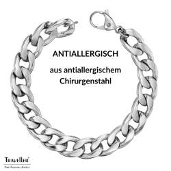 Traveller Armband - Herren - Edelstahl - Silberfarben - Glieder Armband - 21 x 1,10 cm