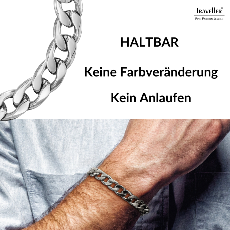 Traveller Armband - Herren - Edelstahl - Silberfarben - Glieder Armband - 21 x 1,10 cm