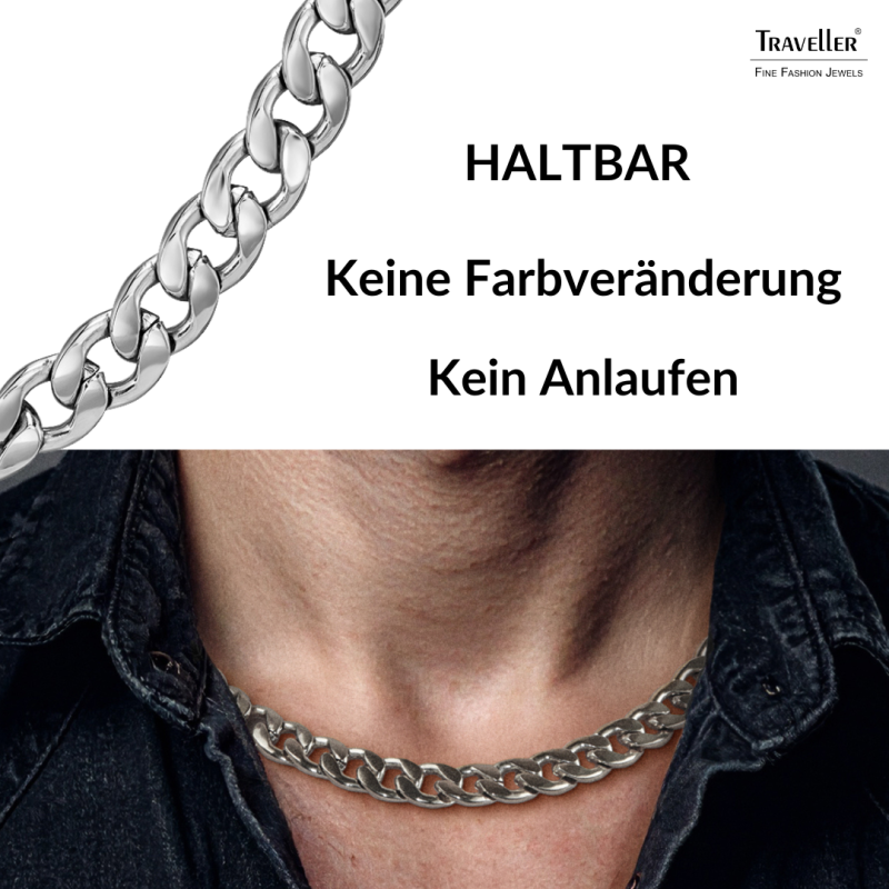 Traveller Kette - Herren - Edelstahl - Silberfarben - Glieder Collier - 50 x 1,10 cm