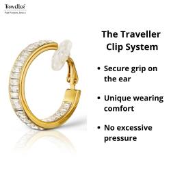 Traveller Clip-on Earrings - Hoops - 22ct Gold Plated - Crystals - Ø 30mm - 157652