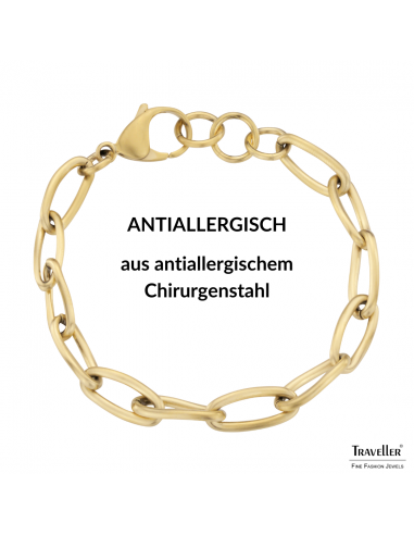 Traveller Armband - Edelstahl - Vergoldet - Matt - Glieder - 21 cm - 181230